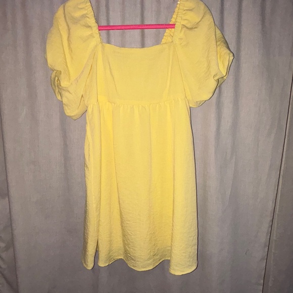 Yellow Puff Sleeve Mini Dress BP - Picture 3 of 5